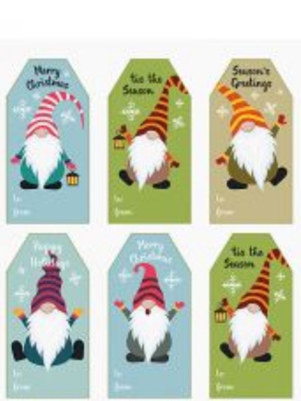 Holiday Gnome Gift Tags - Sheet of Cute Gnome Labels - Picture 2 of 3